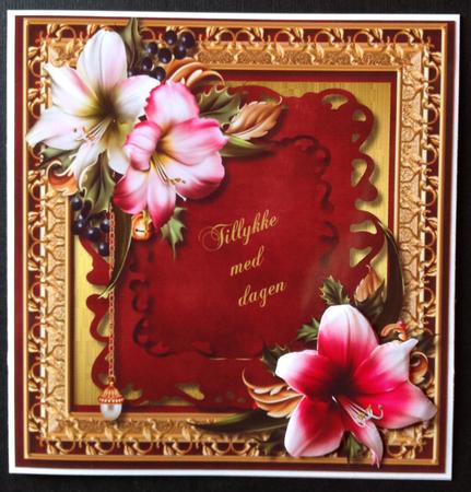 Beautiful Amaryllis on Gold and Wine  by Gitte Jensen