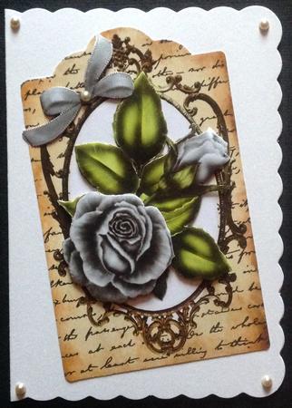 Silver Roses on a Tag with Script Writing by Gitte Jensen