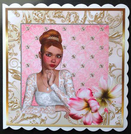 Hand-tied Bouquet - Pink Amaryllis - Square Insert by Gitte Jensen