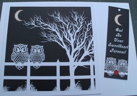 Owl Be Your Sweetheart - 8" x 8" Card Topper & Bookmark by Glennis Mitchell
