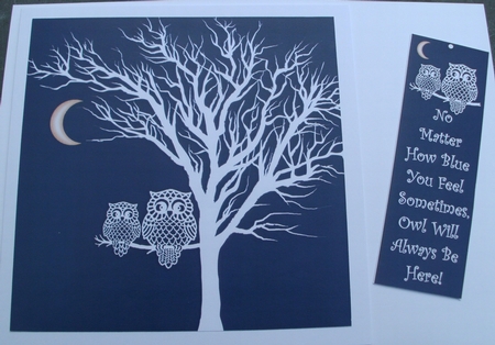 Owl Will Always Be Here - 8" x 8" Card Topper & Bookmark by Glennis Mitchell