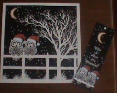 What a Hoot Owl It's Christmas - 8" x 8" Topper & Bookmark by Glennis Mitchell