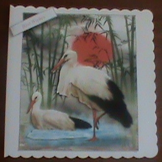 Oriental Storks Topper with Decoupage by Glennis Mitchell