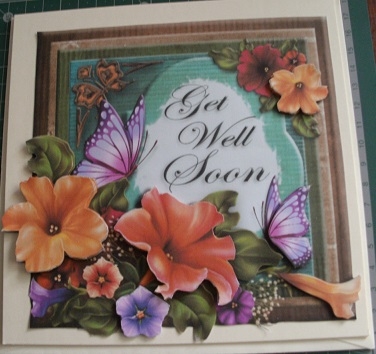 Petunias and Butterflies Get Well Soon Square Topper by Glennis Mitchell