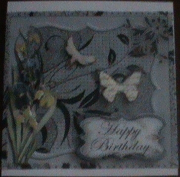 Iris and Butterflies Blue square Topper Various Occasions by Glennis Mitchell