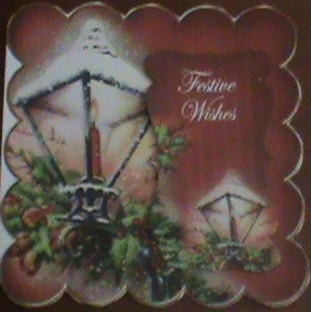 Red Christmas Lantern Festive Wishes 8in Scallop Topper by Glennis Mitchell