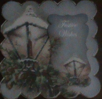 Blue Christmas Lantern Festive Wishes 8in Scallop Topper by Glennis Mitchell