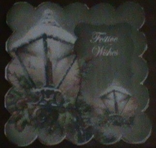 Olive Christmas Lantern Festive Wishes 8in Scallop Topper by Glennis Mitchell