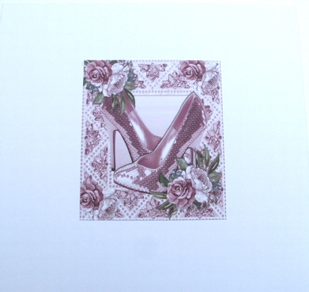 Pretty painted roses in sparkle frame with shoes 8x8 by Glennis Mitchell