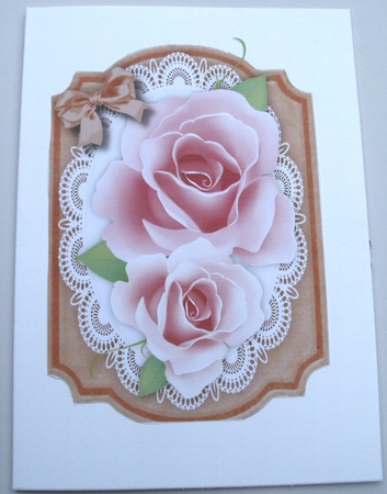 4 Lovely Roses Toppers on Lace  by Glennis Mitchell