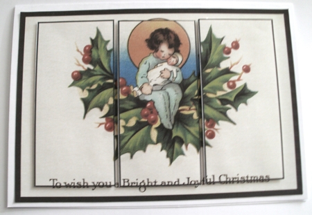 Vintage Christmas Girl with Doll Panel Card by Glennis Mitchell