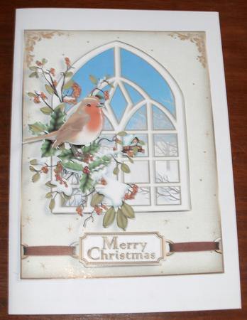 Christmas Robin Looking Through the Window by Glennis Mitchell