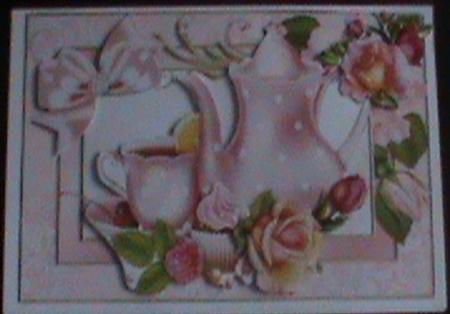 Pretty Roses in Rose Frame with China Teapot by Glennis Mitchell