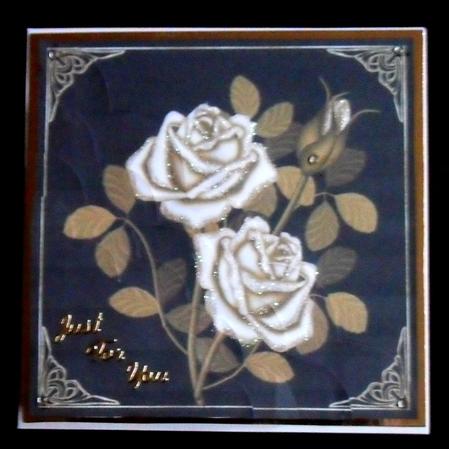 Roses Framed in Black and Gold Corner Stacker by Glenys Doyle