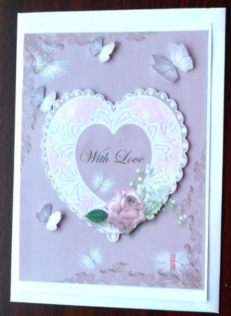Butterflies and Heart A4 Card Front by Glenys Doyle