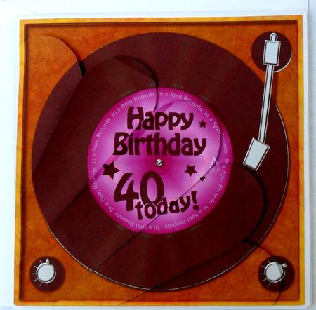 40th Birthday Record Fan Pyramage Topper by Glenys Doyle