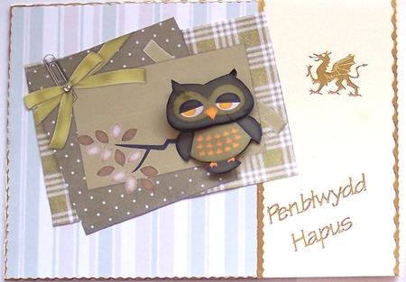 Owl on a Branch Happy Birthday by Glenys Doyle