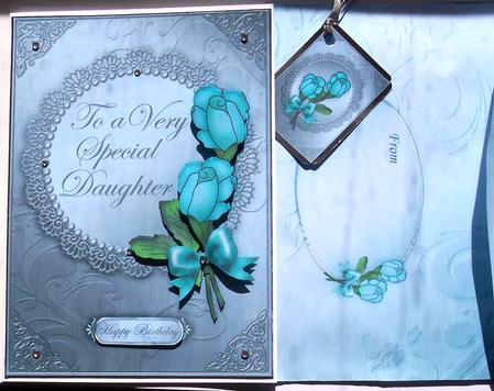 A5 Roses and Metallic Lace Kit with 3D Decoupage by Glenys Doyle