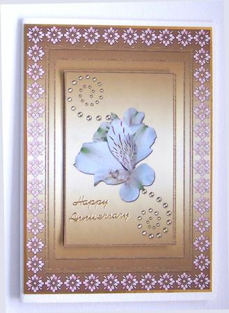 A4 Framed White Lily & Swirls on Gold by Glenys Doyle