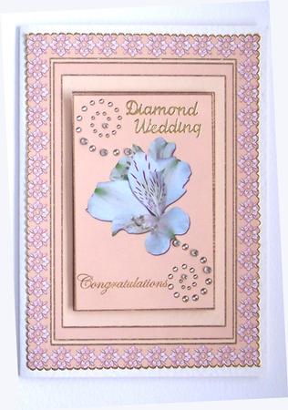 Framed White Lily on Peach Congratulations Card by Glenys Doyle
