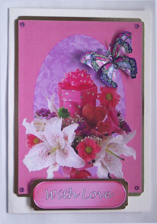 Beautiful Flowers Cardfront with Stained Glass Butterfly by Glenys Doyle