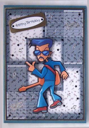 Trying to Be Elvis Quick Card Front with Decoupage by Glenys Doyle