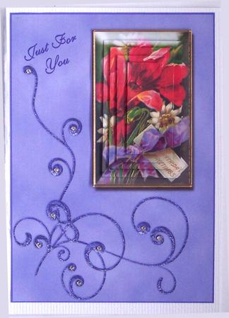 Framed Flowers with Flourish in Lilac by Glenys Doyle