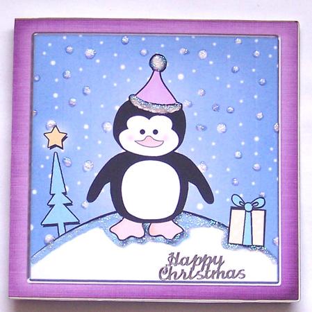 Xmas Penguin Cut and Fold Card by Glenys Doyle