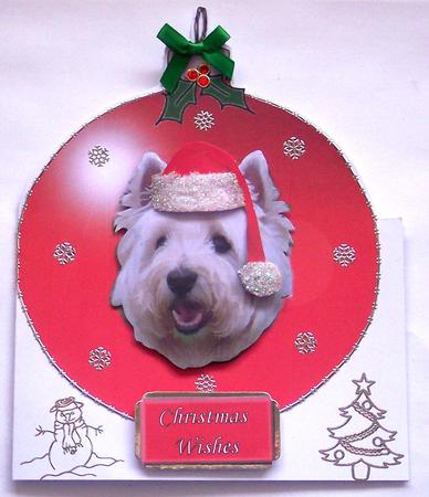 Westie Christmas Bauble 3D Decoupage by Glenys Doyle