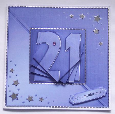 21st Metallic Age Quick Card with Twisted Pyramage by Glenys Doyle
