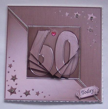 60th Metallic Age Quick Card with Twisted Pyramage by Glenys Doyle