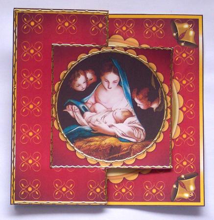 Mary and Baby Jesus Fold Back in Red by Glenys Doyle
