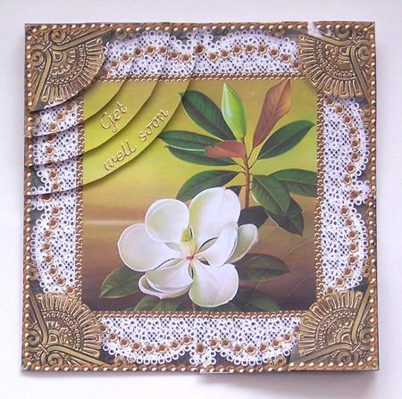 White Jasmine Vintage 6 Inch Duo Corner Stack Card Front by Glenys Doyle