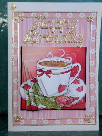 Cup with Rose Twisted Pyramage by Gloria Caldwell