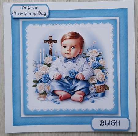 Beautiful Boy 7 x 7 Christening Card by Glynis Preston