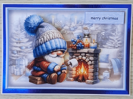 A5  Cozy Fire Place and Gnome by Glynis Preston