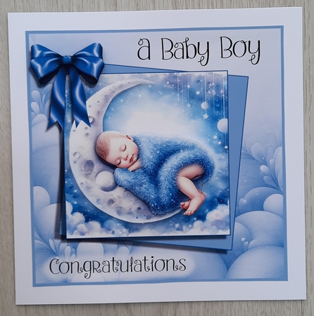 New Baby Boy Sky Cradle by Glynis Preston