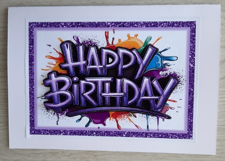 Purple Happy Birthday 5 x 7 Card  by Glynis Preston