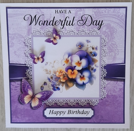 Purple Pansies and Butterflies by Glynis Preston
