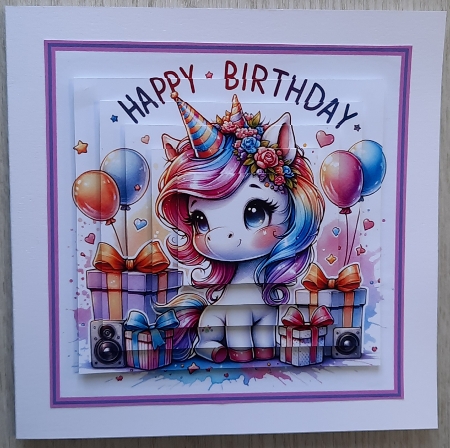 Happy Birthday Unicorn Pyramid 2 by Glynis Preston