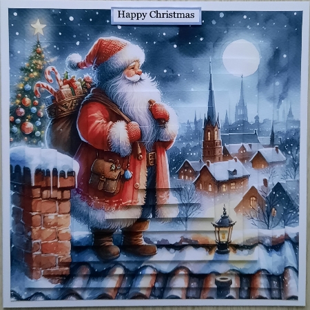 6x6 Santa on the rooftop 1 - Illustrations for Cardmakers and Designers  by Glynis Preston