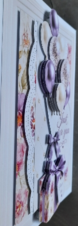 Lavender Gift & Balloons Just for You Card Topper by Glynis Preston