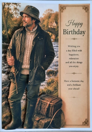 The Fishermans Outfit Birthday Theme. A4 Portrait Topper. by Glynis Preston