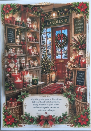 Christmas Candle Shop Christmas A4 Portrait Card Topper by Glynis Preston