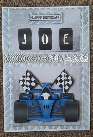 Blue Formula 1 Racing Blank Topper by Glynis Preston