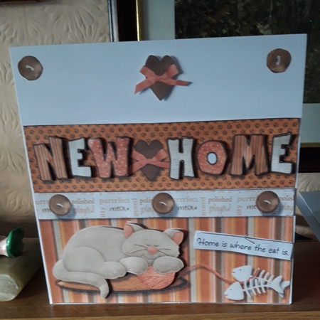 New Home "home is Where the Cat Is" Card Front by Greta Crosbie