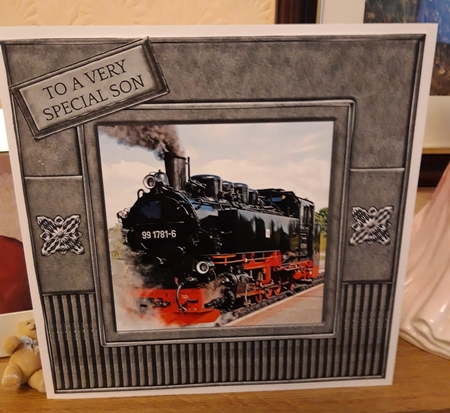 7 X 7 Steam Train Fathers Day/Birthday Topper  by Greta Crosbie