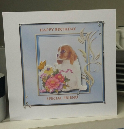 Spaniel and Flowers 7 x 7 by Greta Crosbie