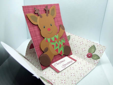 Reindeer Gatefold Easel Christmas Card by Guinever Saunders