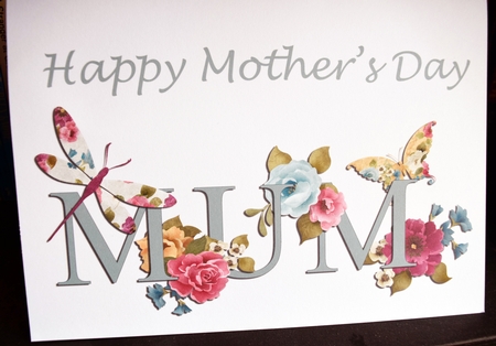 Happy Mothers Day Mum Floral Print and Fold A5 Card by Guinever Saunders